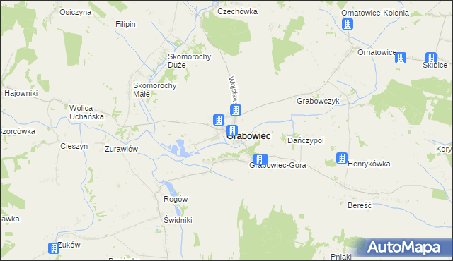 mapa Grabowiec powiat zamojski, Grabowiec powiat zamojski na mapie Targeo