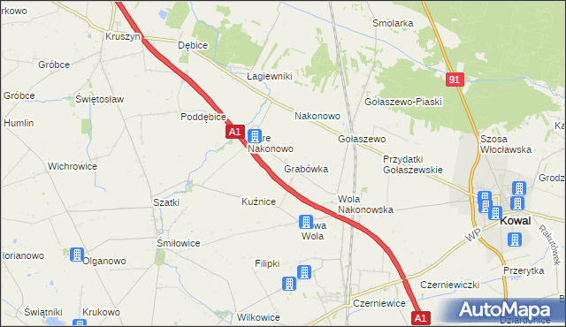 mapa Grabówka gmina Choceń, Grabówka gmina Choceń na mapie Targeo