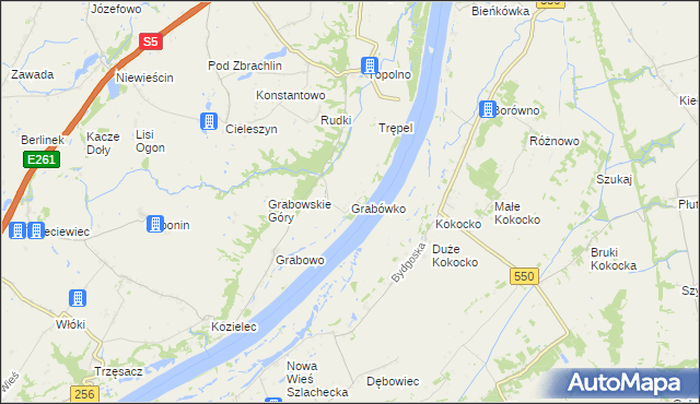 mapa Grabówko gmina Pruszcz, Grabówko gmina Pruszcz na mapie Targeo