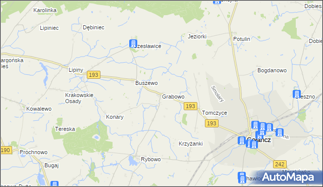 mapa Grabowo gmina Gołańcz, Grabowo gmina Gołańcz na mapie Targeo