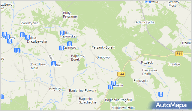 mapa Grabowo gmina Krasnosielc, Grabowo gmina Krasnosielc na mapie Targeo