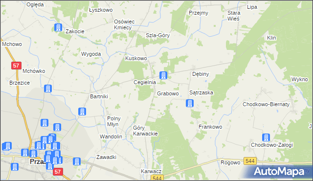 mapa Grabowo gmina Przasnysz, Grabowo gmina Przasnysz na mapie Targeo
