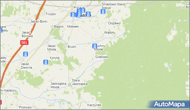 mapa Grabowo gmina Śniadowo, Grabowo gmina Śniadowo na mapie Targeo