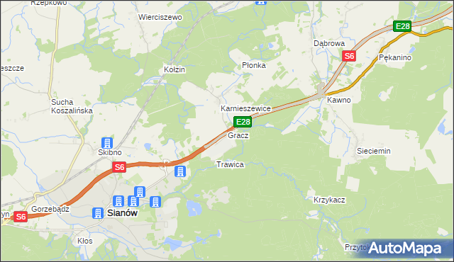 mapa Gracz, Gracz na mapie Targeo