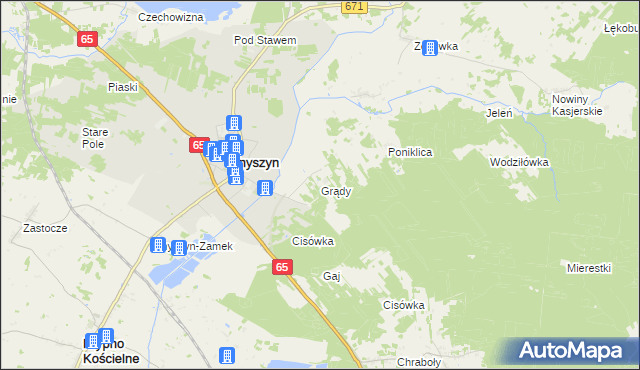 mapa Grądy gmina Knyszyn, Grądy gmina Knyszyn na mapie Targeo