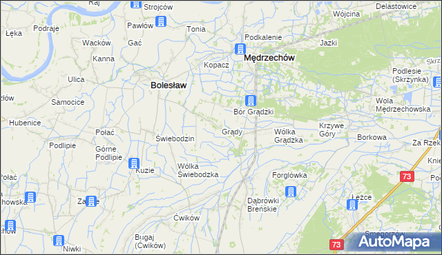 mapa Grądy gmina Mędrzechów, Grądy gmina Mędrzechów na mapie Targeo