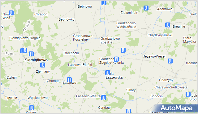 mapa Gradzanowo Zbęskie-Kolonia, Gradzanowo Zbęskie-Kolonia na mapie Targeo