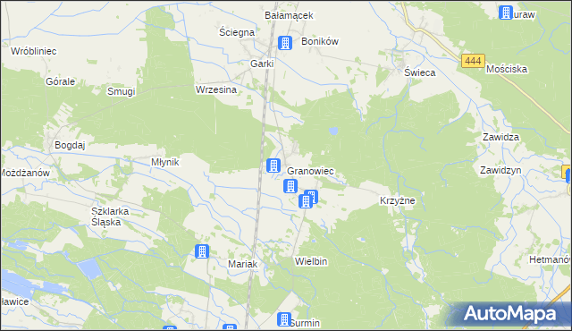 mapa Granowiec, Granowiec na mapie Targeo