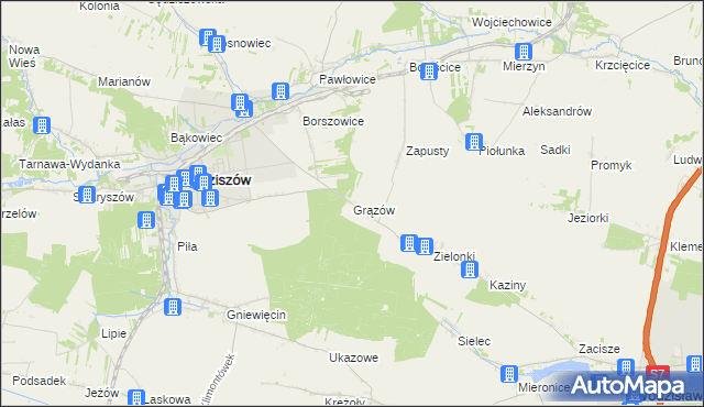 mapa Grązów, Grązów na mapie Targeo