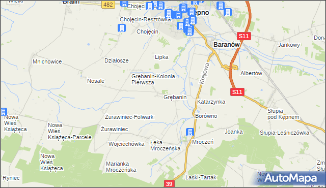 mapa Grębanin, Grębanin na mapie Targeo