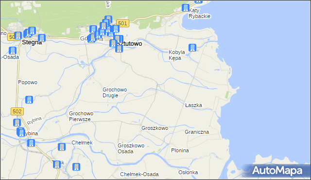 mapa Grochowo Trzecie, Grochowo Trzecie na mapie Targeo