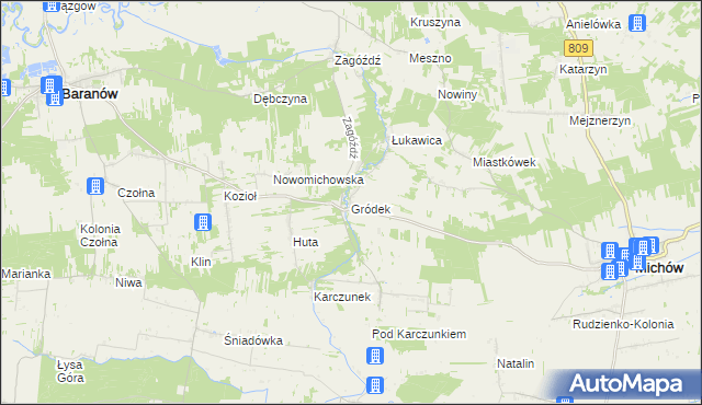mapa Gródek gmina Baranów, Gródek gmina Baranów na mapie Targeo