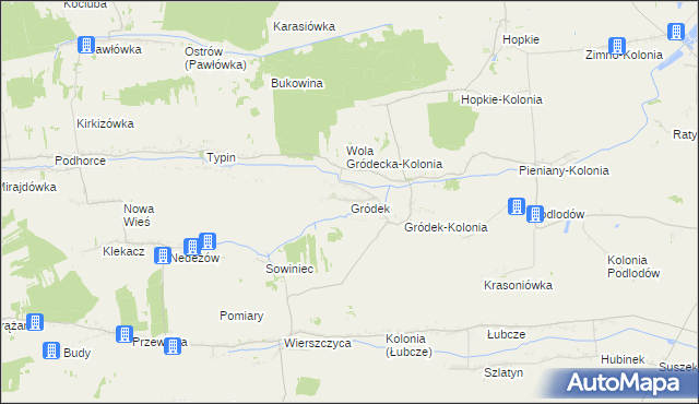 mapa Gródek gmina Jarczów, Gródek gmina Jarczów na mapie Targeo