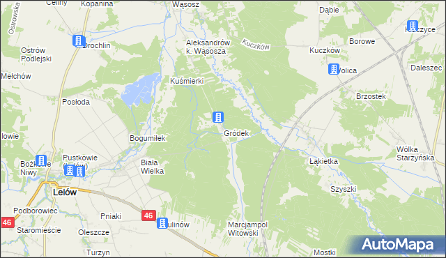 mapa Gródek gmina Lelów, Gródek gmina Lelów na mapie Targeo