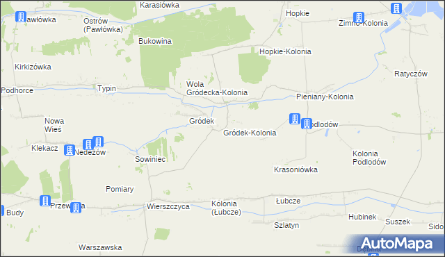 mapa Gródek-Kolonia gmina Jarczów, Gródek-Kolonia gmina Jarczów na mapie Targeo