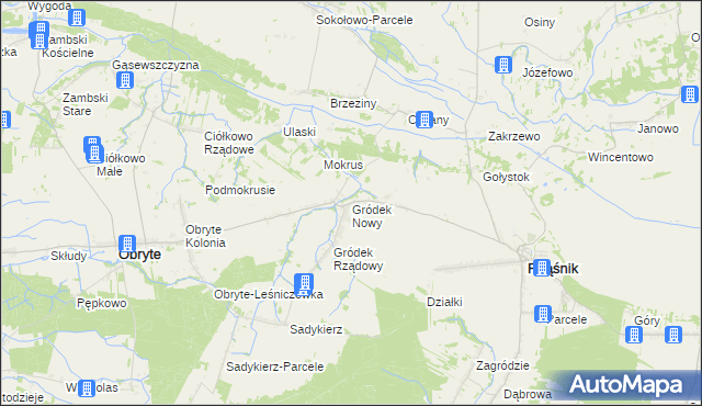 mapa Gródek Nowy, Gródek Nowy na mapie Targeo