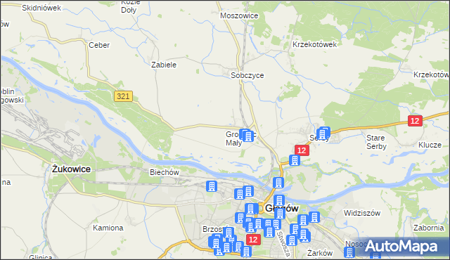 mapa Grodziec Mały, Grodziec Mały na mapie Targeo