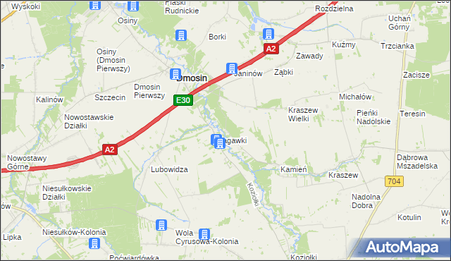 mapa Grodzisk gmina Dmosin, Grodzisk gmina Dmosin na mapie Targeo