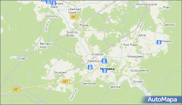 mapa Grodzisk gmina Narewka, Grodzisk gmina Narewka na mapie Targeo