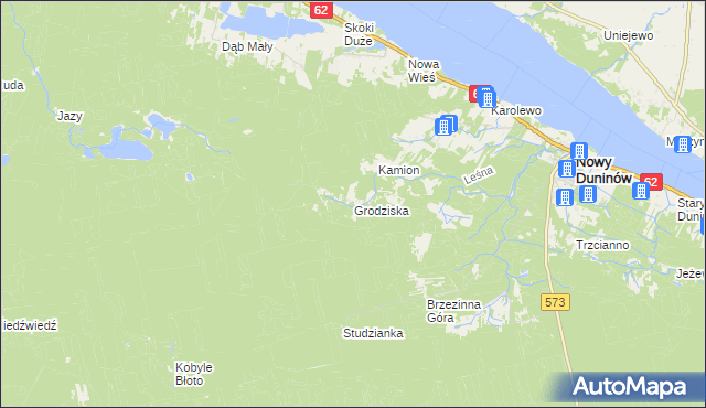 mapa Grodziska gmina Nowy Duninów, Grodziska gmina Nowy Duninów na mapie Targeo