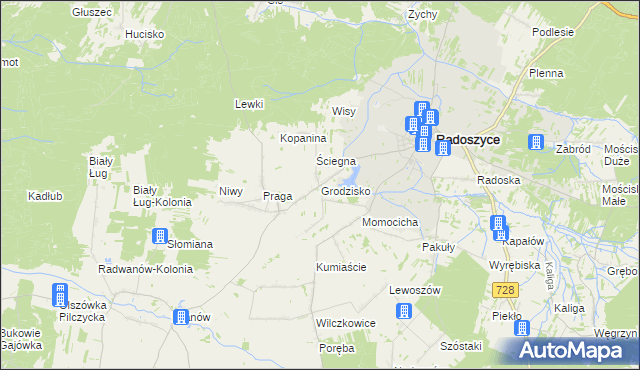 mapa Grodzisko gmina Radoszyce, Grodzisko gmina Radoszyce na mapie Targeo