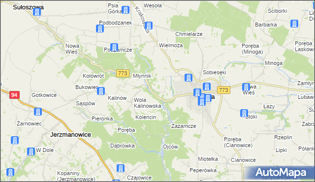 mapa Grodzisko gmina Skała, Grodzisko gmina Skała na mapie Targeo