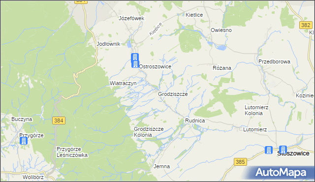 mapa Grodziszcze gmina Stoszowice, Grodziszcze gmina Stoszowice na mapie Targeo