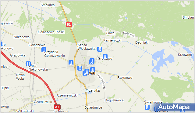 mapa Grodztwo gmina Kowal, Grodztwo gmina Kowal na mapie Targeo