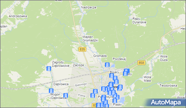 mapa Gromada gmina Biłgoraj, Gromada gmina Biłgoraj na mapie Targeo