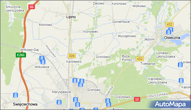 mapa Gronówko gmina Lipno, Gronówko gmina Lipno na mapie Targeo