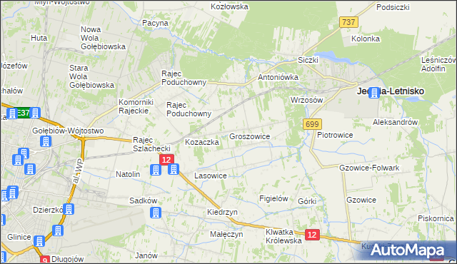 mapa Groszowice, Groszowice na mapie Targeo