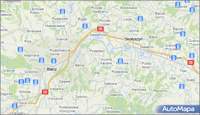 mapa Grudna Kępska, Grudna Kępska na mapie Targeo