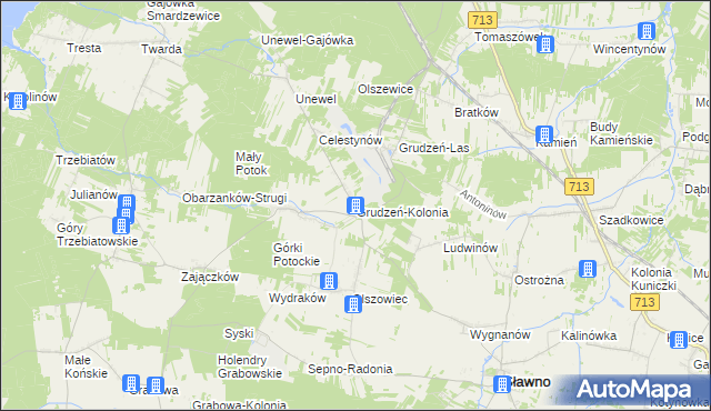 mapa Grudzeń-Kolonia, Grudzeń-Kolonia na mapie Targeo