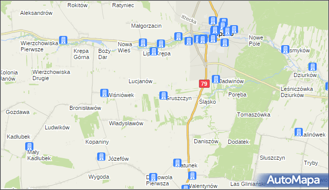 mapa Gruszczyn gmina Lipsko, Gruszczyn gmina Lipsko na mapie Targeo