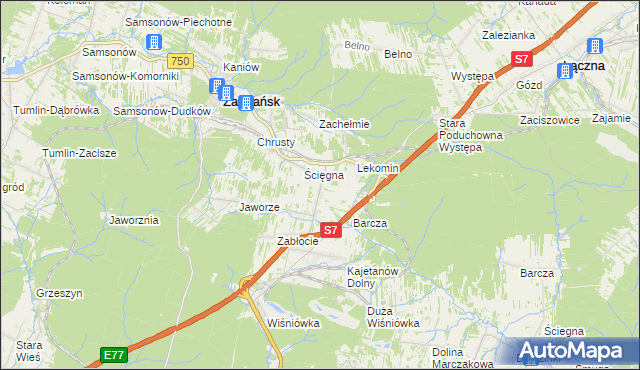 mapa Gruszka gmina Zagnańsk, Gruszka gmina Zagnańsk na mapie Targeo