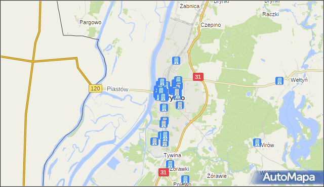 mapa Gryfino, Gryfino na mapie Targeo