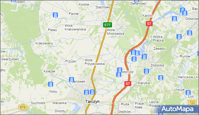 mapa Grzędy gmina Tarczyn, Grzędy gmina Tarczyn na mapie Targeo