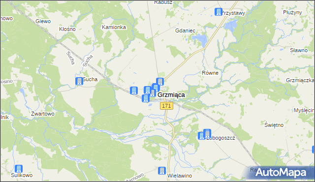 mapa Grzmiąca powiat szczecinecki, Grzmiąca powiat szczecinecki na mapie Targeo