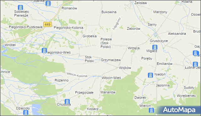 mapa Grzymaczew, Grzymaczew na mapie Targeo