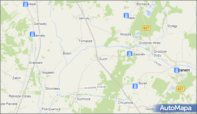 mapa Gucin gmina Czerwin, Gucin gmina Czerwin na mapie Targeo