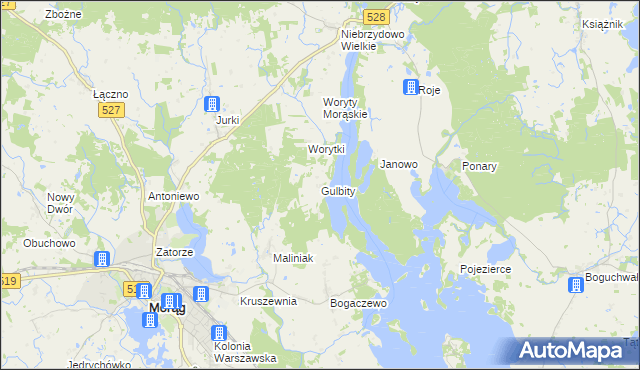 mapa Gulbity gmina Morąg, Gulbity gmina Morąg na mapie Targeo