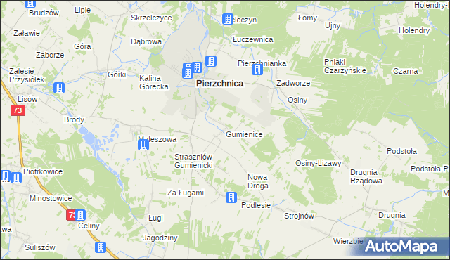 mapa Gumienice gmina Pierzchnica, Gumienice gmina Pierzchnica na mapie Targeo