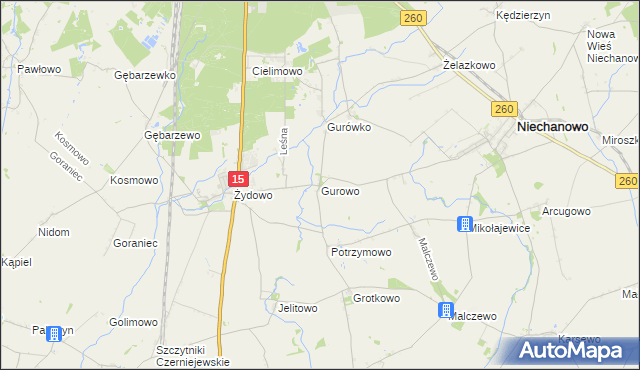 mapa Gurowo, Gurowo na mapie Targeo
