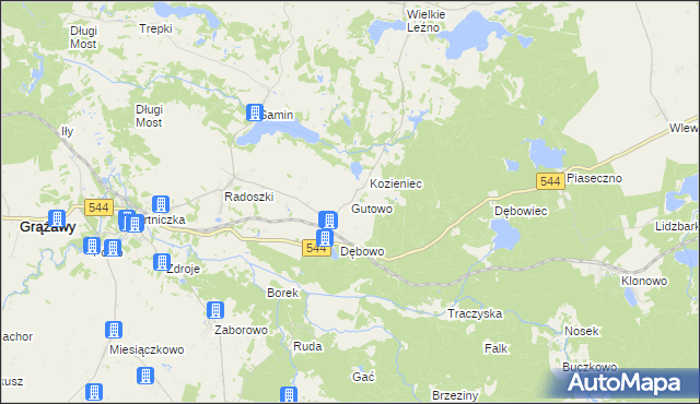 mapa Gutowo gmina Bartniczka, Gutowo gmina Bartniczka na mapie Targeo