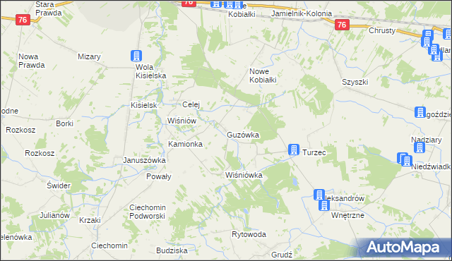 mapa Guzówka gmina Stoczek Łukowski, Guzówka gmina Stoczek Łukowski na mapie Targeo