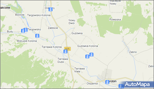 mapa Guzówka-Kolonia, Guzówka-Kolonia na mapie Targeo