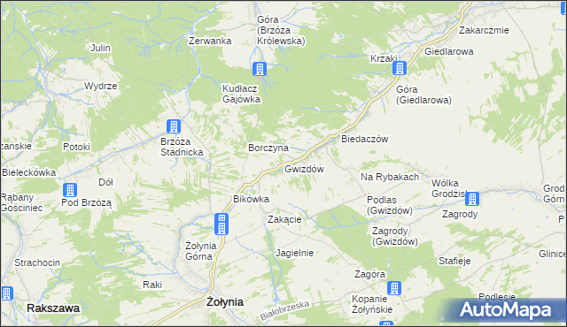 mapa Gwizdów gmina Leżajsk, Gwizdów gmina Leżajsk na mapie Targeo