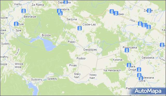 mapa Gwoździec gmina Bojanów, Gwoździec gmina Bojanów na mapie Targeo