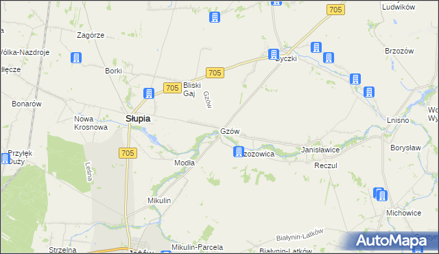 mapa Gzów, Gzów na mapie Targeo