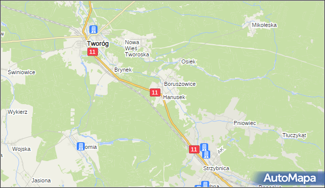 mapa Hanusek, Hanusek na mapie Targeo